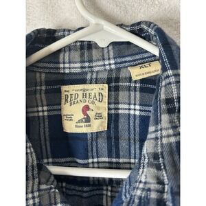 XLTall Redhead Men's Long Sleeve Plaid Flannel Shirt  Blue Button Down